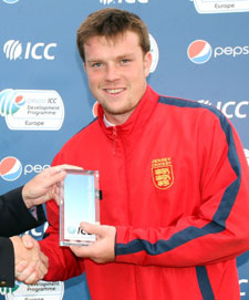 Ed Farley won the Most Valuable Player Award at the ICC European Division 1 championship.